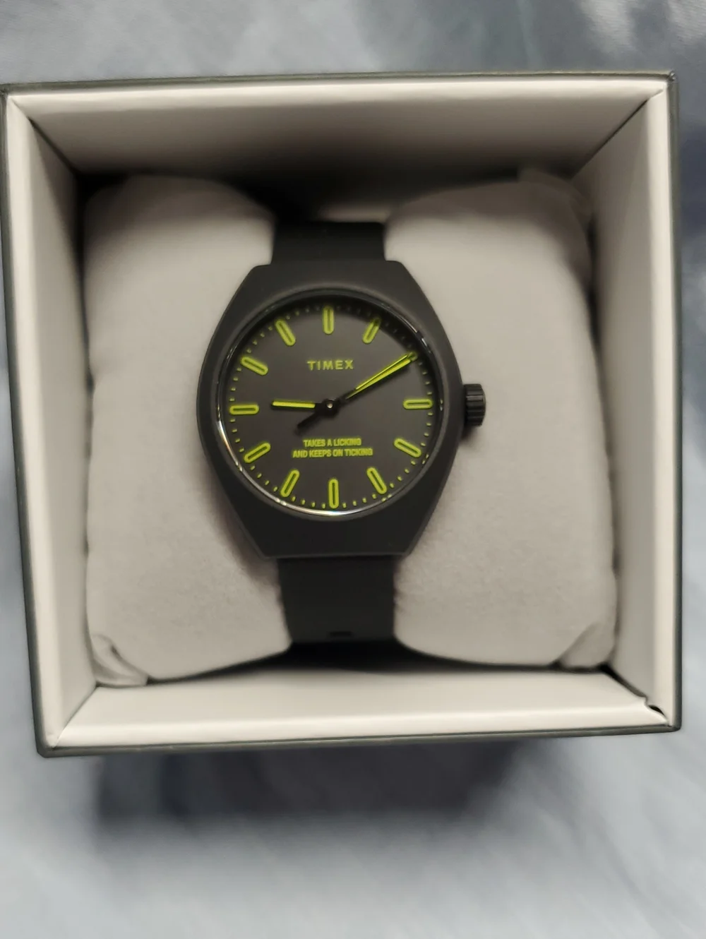 Timex Black Watch with Neon Green Markers